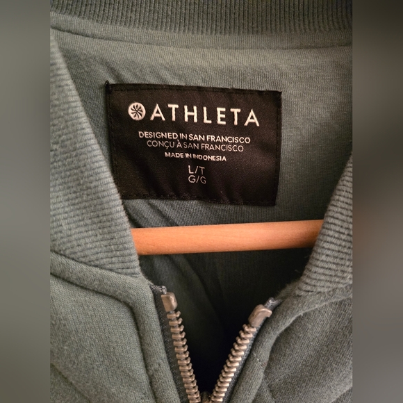NWT Athleta Retroplush Bomber Jacket Large Tall (LT) - Picture 6 of 8